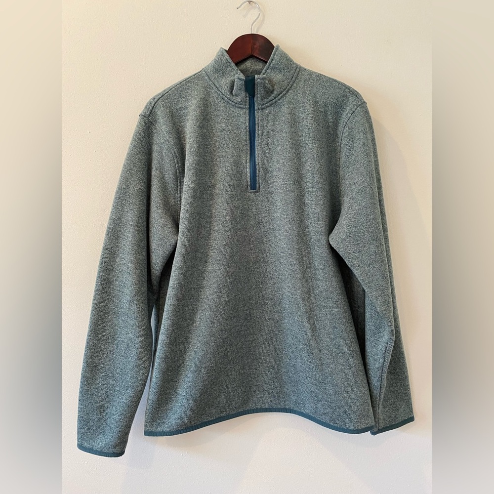 J. Crew Men’s Pullover Sweater XL 1/4 Zip Mock Neck Authentic Fleece Marled